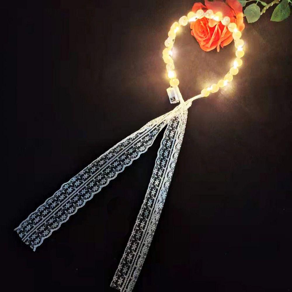 Băng Đô Cài Tóc Phối Ren Có Đèn LED Phát Sáng Dành Cho Nữ