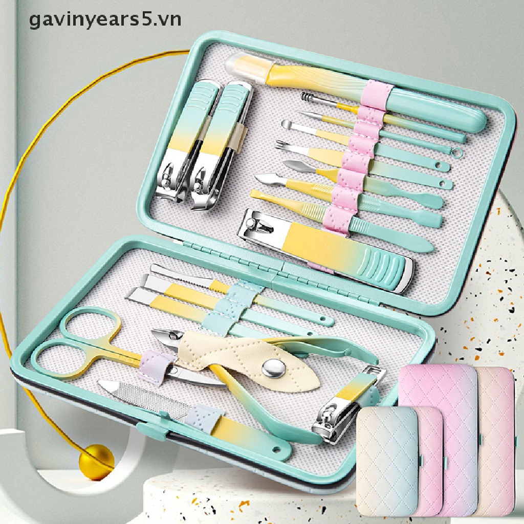 Bộ 10 / 12 / 18 Món Kềm Cắt Móng Tay Bằng Thép Không Gỉ Kèm Hộp Đựng