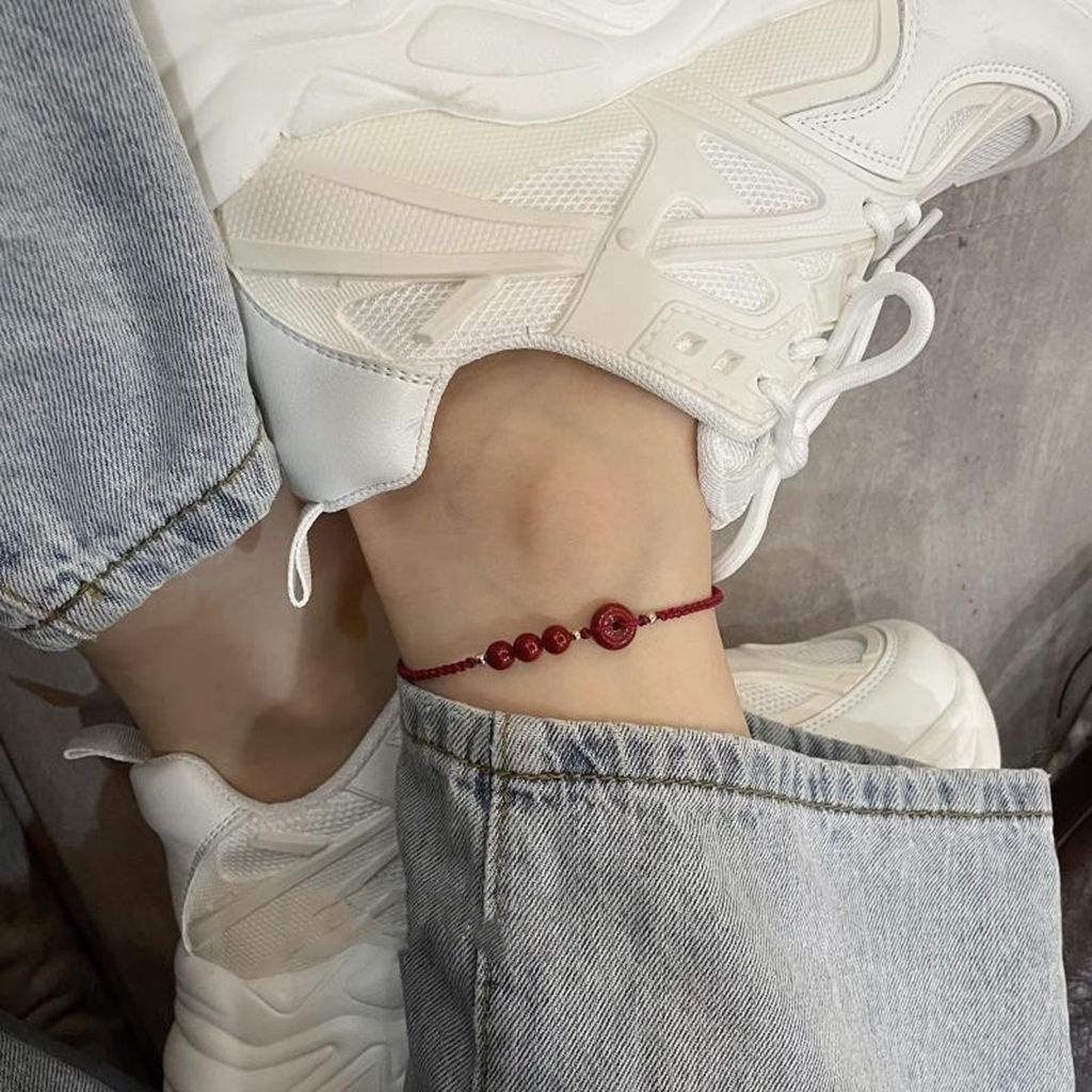 Lắc chân [An Toàn Và Mượt Mà] Cinnabar Ping Khóa Dây Đỏ Cho Nữ Sinh Sinh Viên Bestie Năm Mới