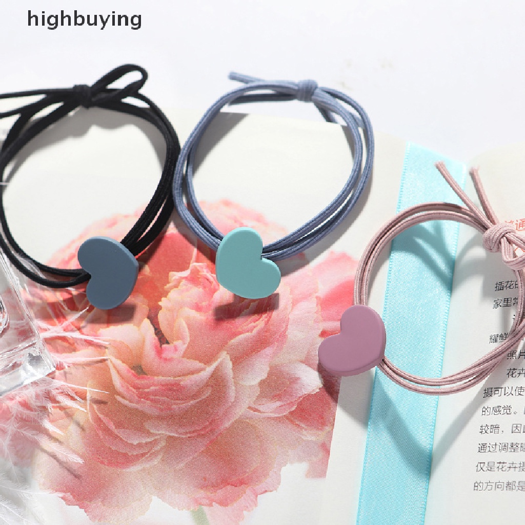Dây Buộc Tóc Cao Su Co Giãn Hình Nơ Trái Tim Phong Cách Hàn Quốc Cho Nữ