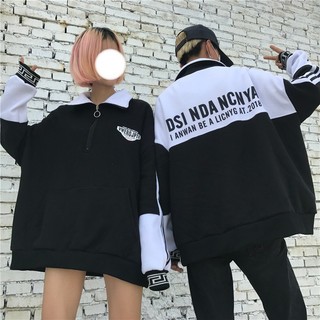 (FREESHIP) Hoodie cổ polo unisex ulzzang form rộng oversize street style đồ đôi