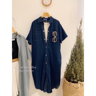 váy sơ mi denim cộc tay 2 túi