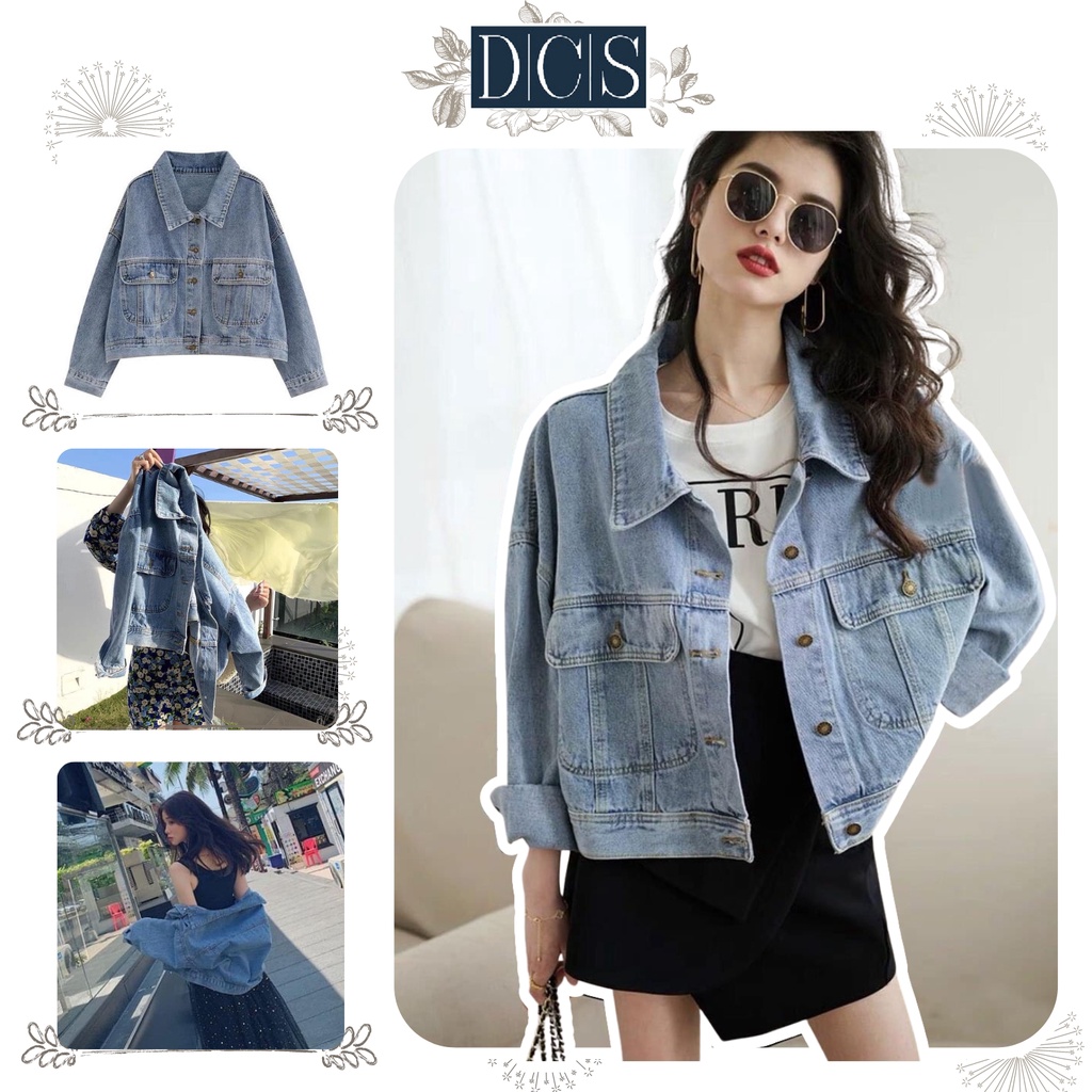 Áo khoác jean denim lửng, vải bò dày màu wax hàng Quảng Châu freesize cao cấp Xuongmaydcs