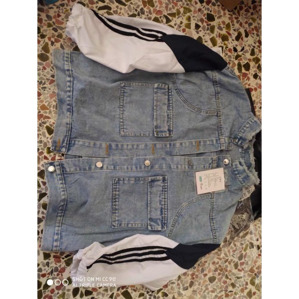 Áo khoác bò,jeans phối tay gió năng động Ulzzang