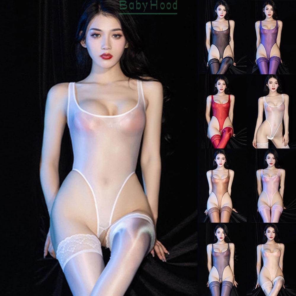 Women Sheer Bodysuit High Cut Leotard Thong Rompers Crothless Sexy Lingerie#BBHOOD