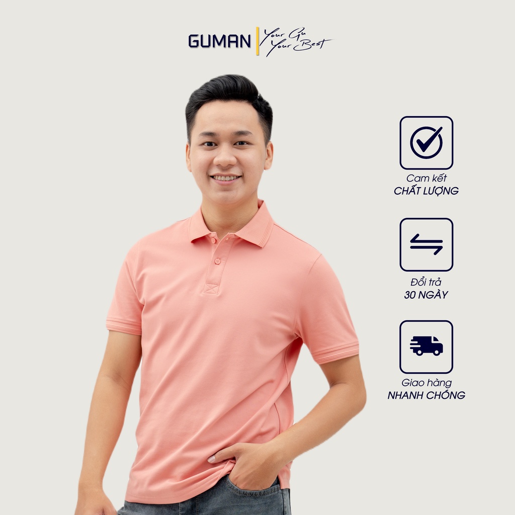 Áo Polo Lucas Chất Liệu Cotton CVC Phom Slimfit Tôn Dáng Màu Hồng Nhạt GAP061 - GUMAN