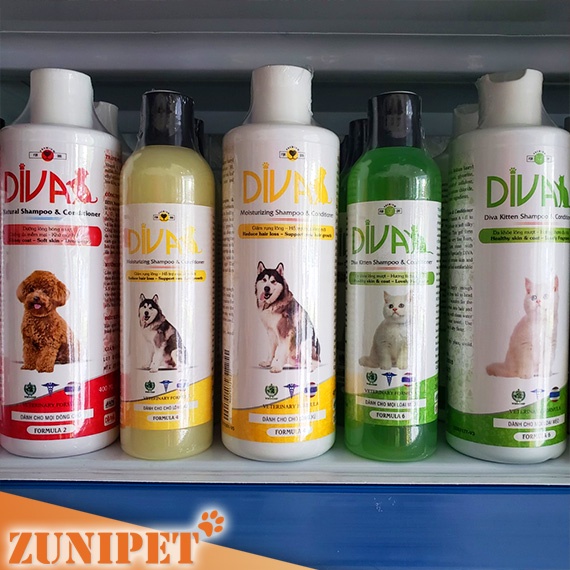 Sữa tắm DIVA cho chó mèo thơm lâu, khử mùi, lông mượt - Sữa tắm chuyên dùng tại SPA