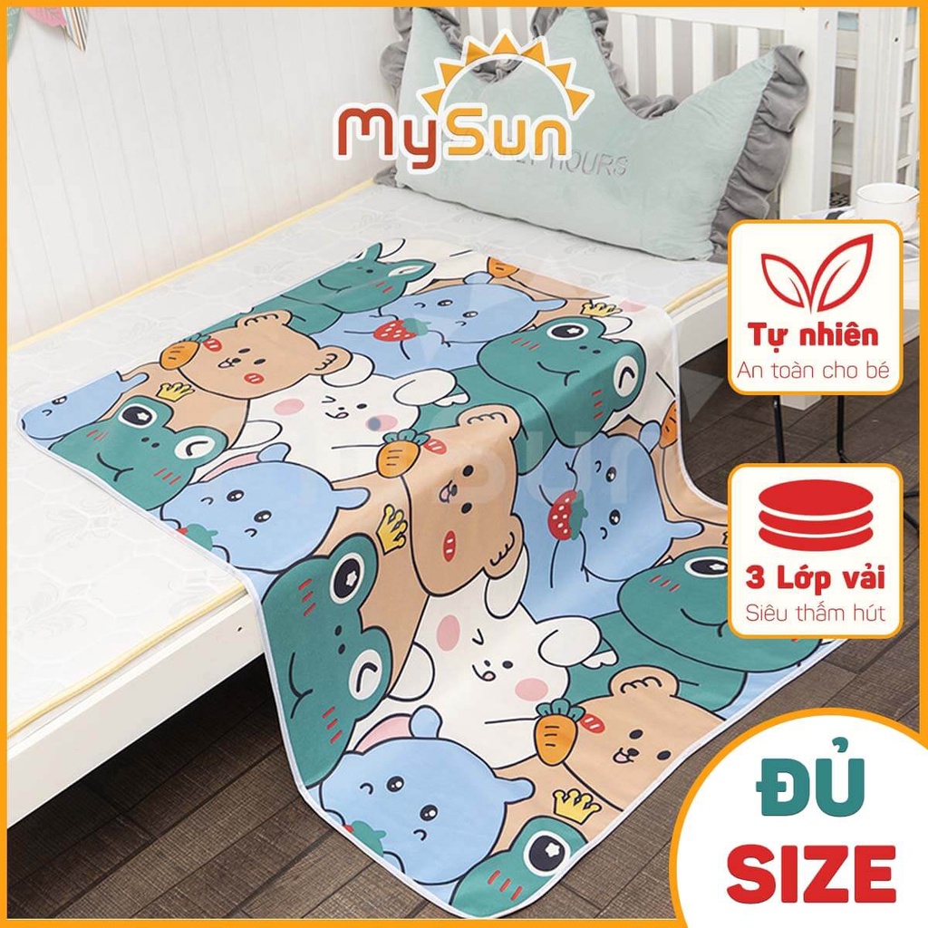 Miếng khăn lót chống thấm cho trẻ em bé sơ sinh, tấm trải nệm giường cỡ lớn MySun