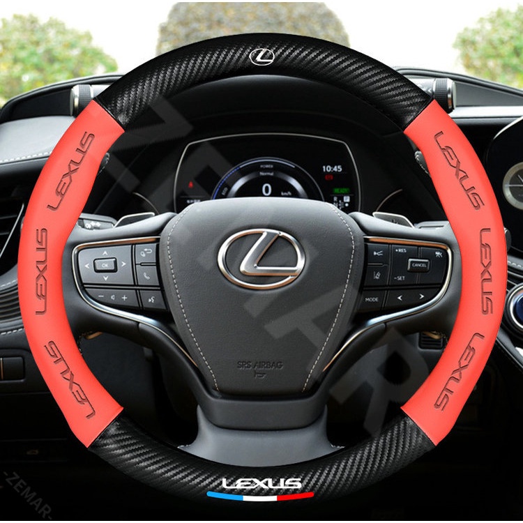 Vỏ Bọc Vô Lăng Xe Hơi Lexus 38CM rx 570 RX300 LX570 CT200H NX250 RX350 LX470 IS NX ES In Logo 3D Bằng Sợi Carbon