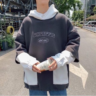 (HÀNG ORDER) ÁO HOODIE NAM NỮ FORM RỘNG CÓ NÓN PHỐI TAY TRẮNG HÀN QUỐC