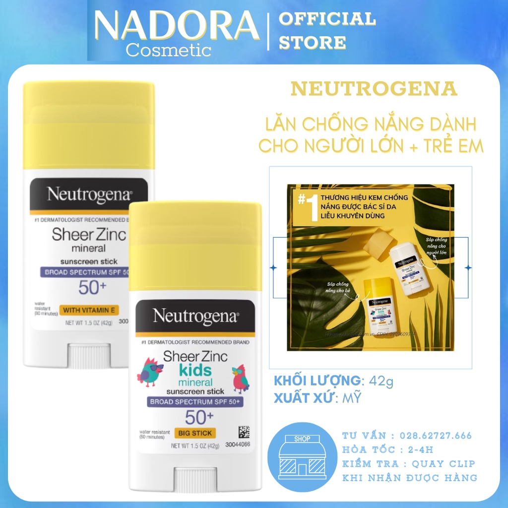 Sáp Chống Nắng Dạng Lăn Neutrogena Sheer Zinc SPF50+ (42g)