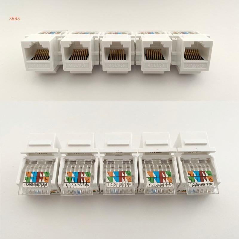 Bộ 5 Jack Cắm Mỏng CAT6 RJ45 Kèm Giá Đỡ Chìa Khóa Tiện Dụng
