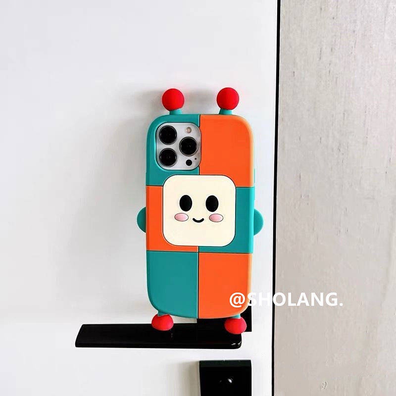Ốp điện thoại silicone mềm robot màu tương phản thích hợp cho Iphone14promax 13 12/11 XS/Xr/Xsmax