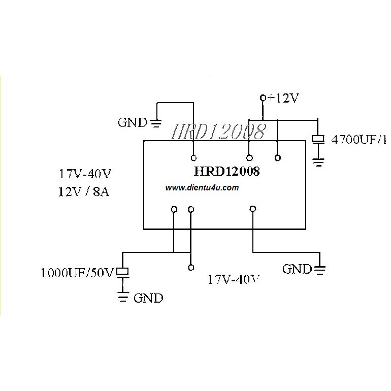 Nguồn Hạ Áp Step Down HRD12008 12V 8A
