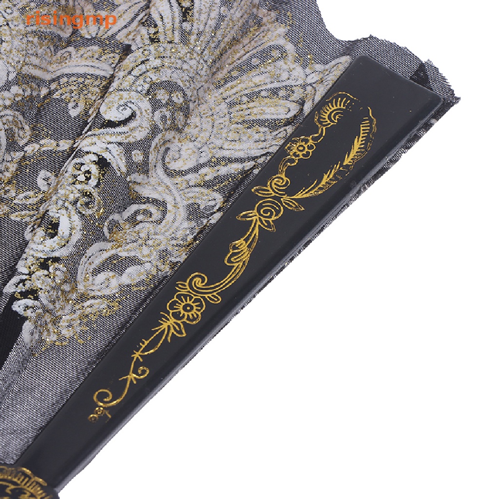 Quạt Xếp Cầm Tay Bằng Lụa Phối Ren Hoa Phong Cách Tây Ban Nha