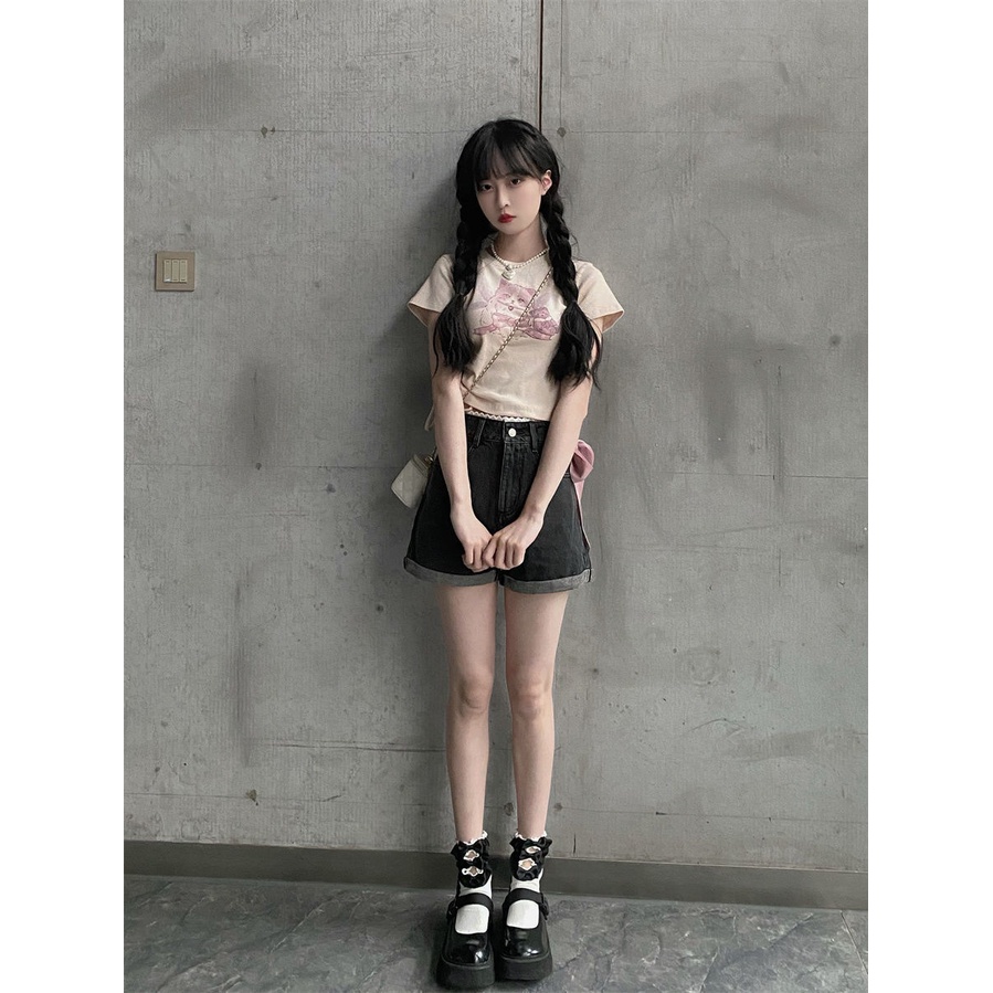 COZOK Áo Thun Ngắn Tay In Hình Mèo Thời Trang Mùa Hè Năng Động