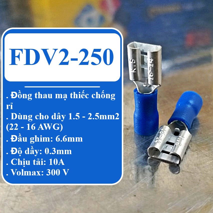 Đầu cos ghim dẹp đực hoặc cái capa bằng đồng KST bấm nối dây điện MDV FDV