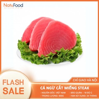 Thăn cá ngừ tươi cắt miếng steak túi 500g - hải sản cao cấp natufood