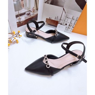 Giày Sandal nữ dép nữ sandal bít mũi 3p nơ đá