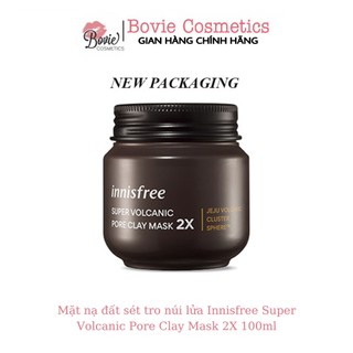 (Mẫu mới) Mặt nạ đất sét tro núi lửa Innisfree Super Volcanic Pore Clay Mask 2X 100ml