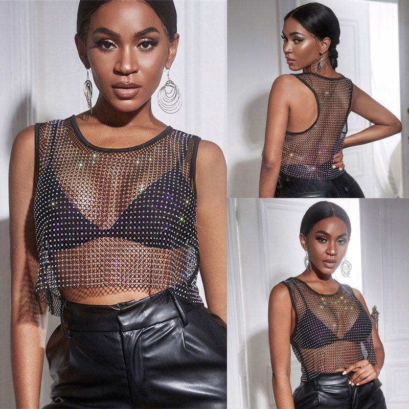 Brroa Áo Lưới Đính Kim Cương Gợi Cảm Đi Biển Mùa Hè Cho Nữ