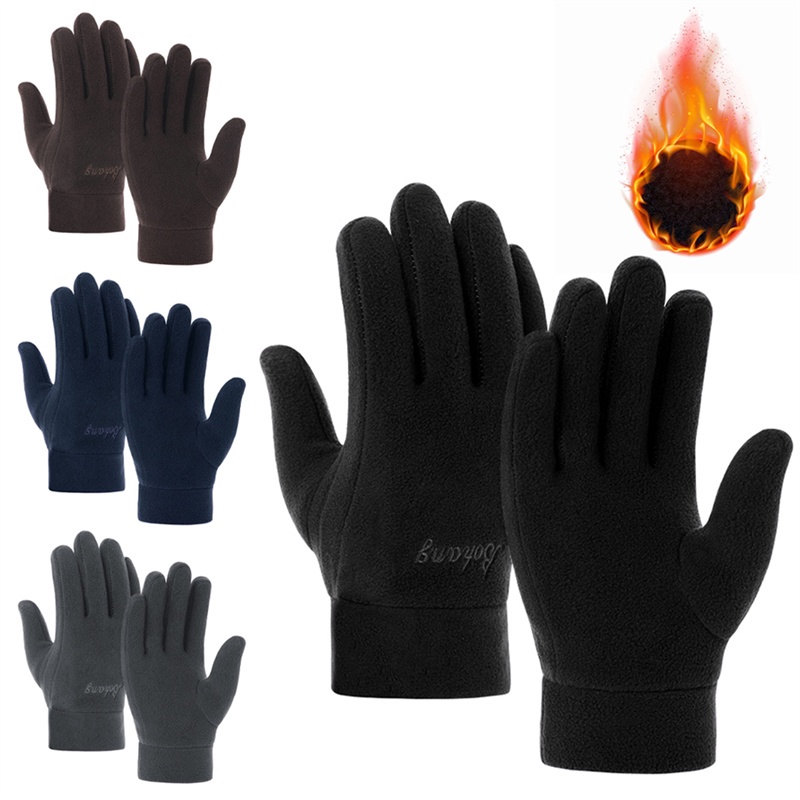 (hkvn) Găng Tay Len Lông Cừu Phân Cực Hở Ngón Mùa Đông Cơ Bản Mới Unisex