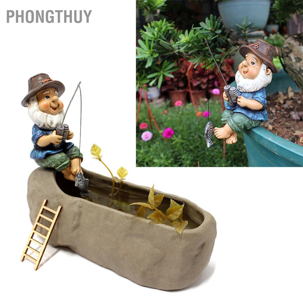 Tượng Chú Lùn câu cá Bằng Nhựa Resin Trang Trí sân vườn Nhà Cửa