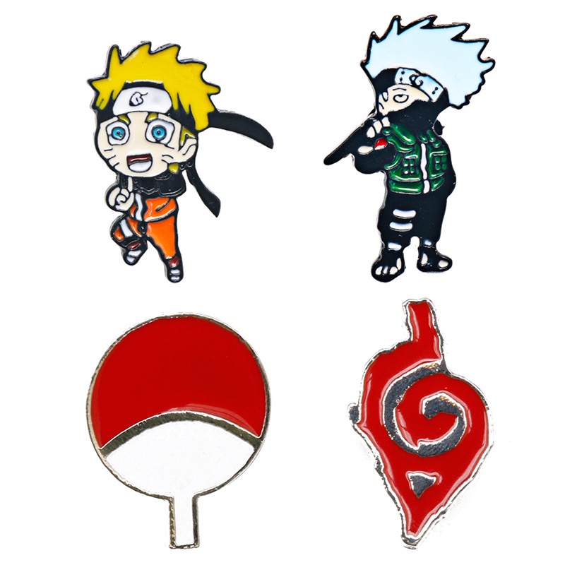 Huy Hiệu Cài Áo In Hoạt Hình Naruto Konoha Uchiha Dễ Thương