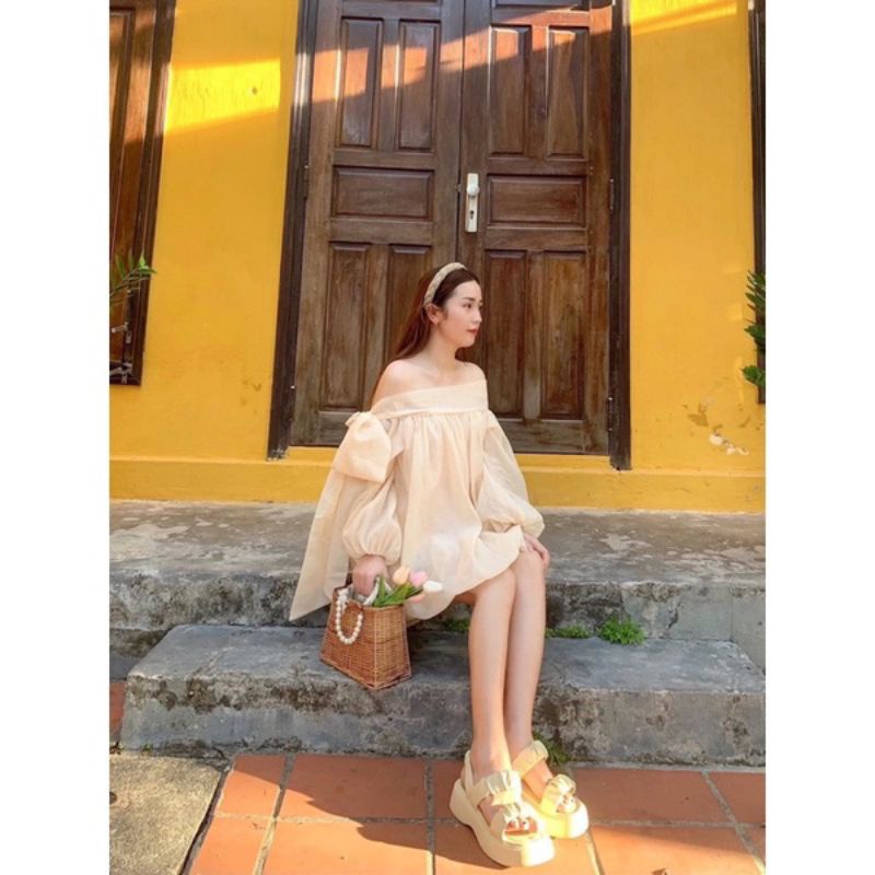 🌸Áo trễ vai tơ nơ vai bánh bèo xinhh cáaa❤️❤️