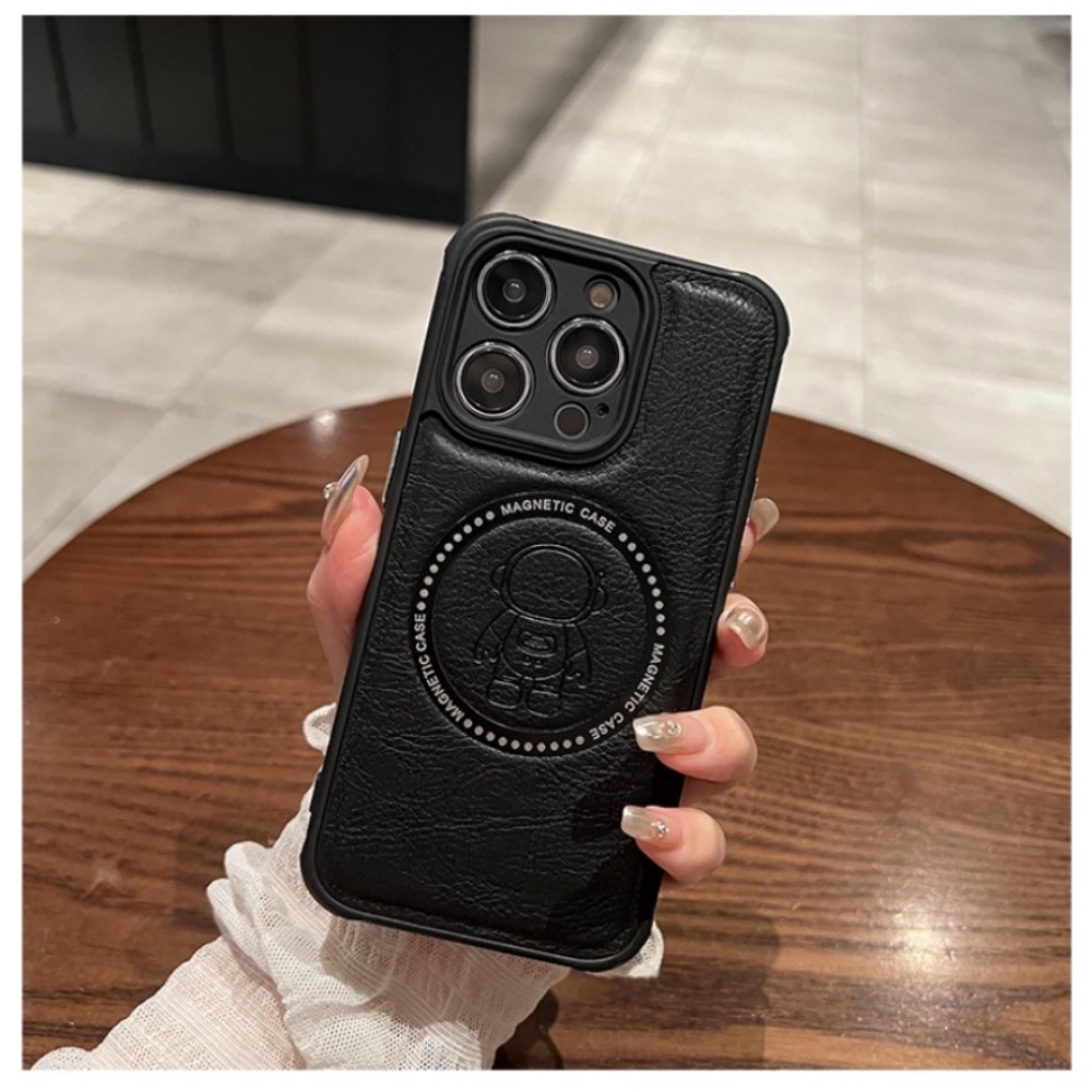 Ốp Điện Thoại Da Bò Mềm Bo Viền Hình Phi Hành Gia Kiểu Vintage Cho iPhone 14 13 12 11 Pro Max 14 Plus