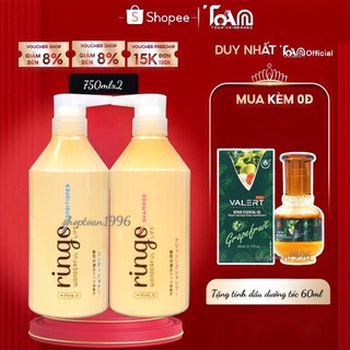 Gội Xả Siêu Phục Hồi Tóc Hư Tổn Ringo Keratin Nhật Bản 750ml - Tặng Tinh Dầu
