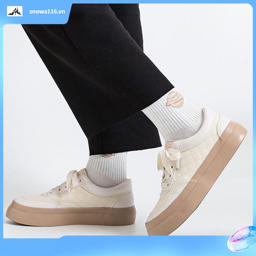 PHIPHI Giày Vải Nữ Mùa Xuân Thu Chống Mài Mòn Nhẹ Đáy Dày Cổ Đa Năng Skate
