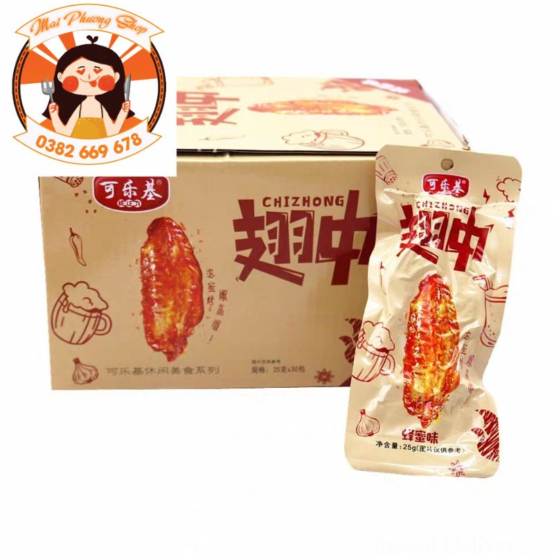Cánh gà khúc giữa tẩm mật ong Chizhong 25g hàng mới về [ sẵn hàng]