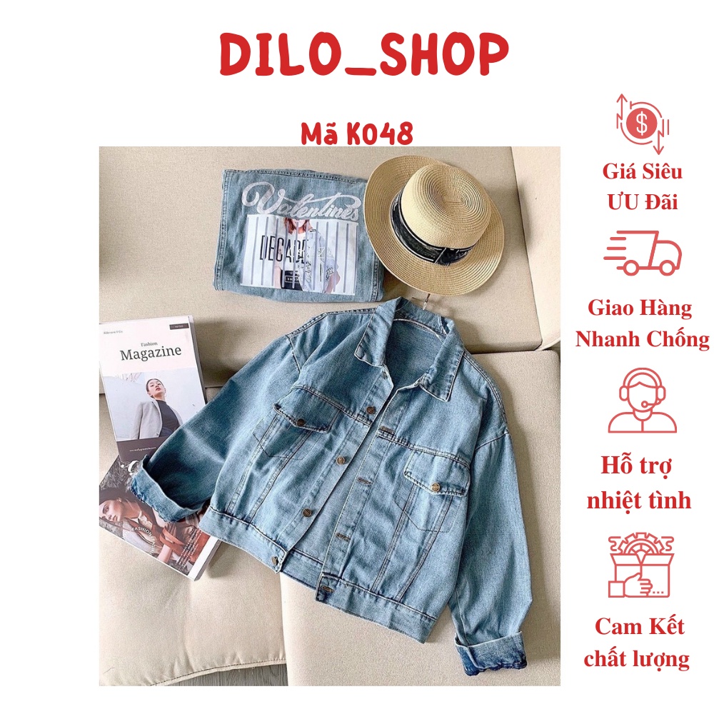 Áo Khoác Bò Nữ Dài Tay Valentin Hình Cô Gái Màu Xanh Cá Tính-K048