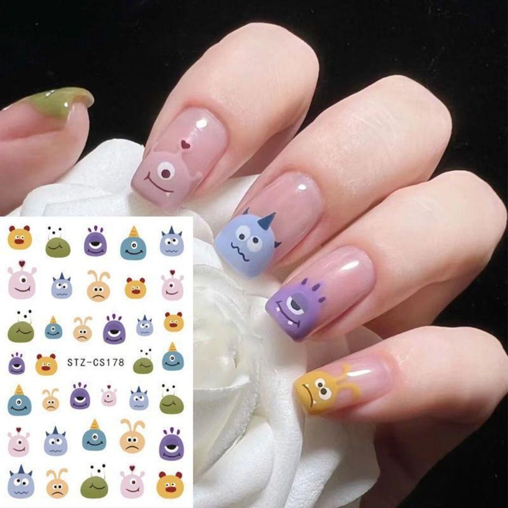 LILYES Sticker Dán Móng Họa Tiết Mèo Hoạt Hình Nhiều Màu Sắc