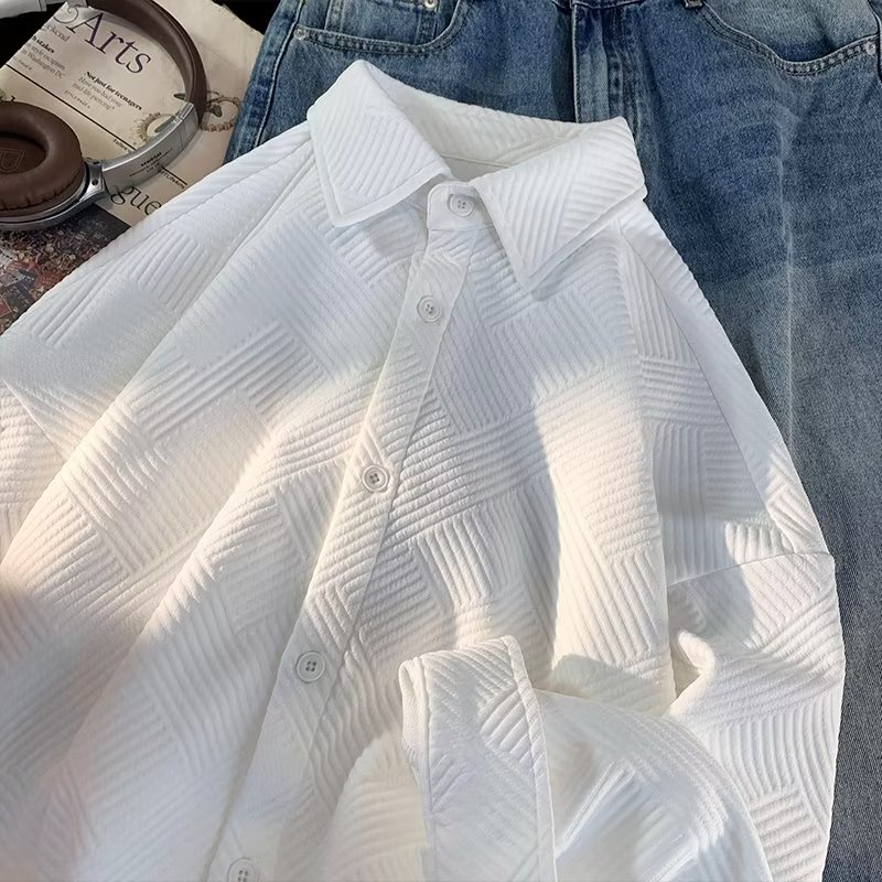 Áo Sơ Mi Dài Tay Dáng Rộng Hoa Văn Kẻ Sọc Phong Cách Retro Giản Dị Dành Cho Nữ Và Nam