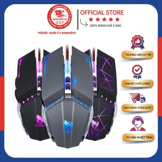 Chuột máy tính mouse t - wolf v7 led game có dây cổng usb