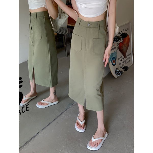 Chân váy jean Xẻ Tà Hai Túi Thời Trang Mùa Hè Hàng Mới Dành Cho Bạn Nữ