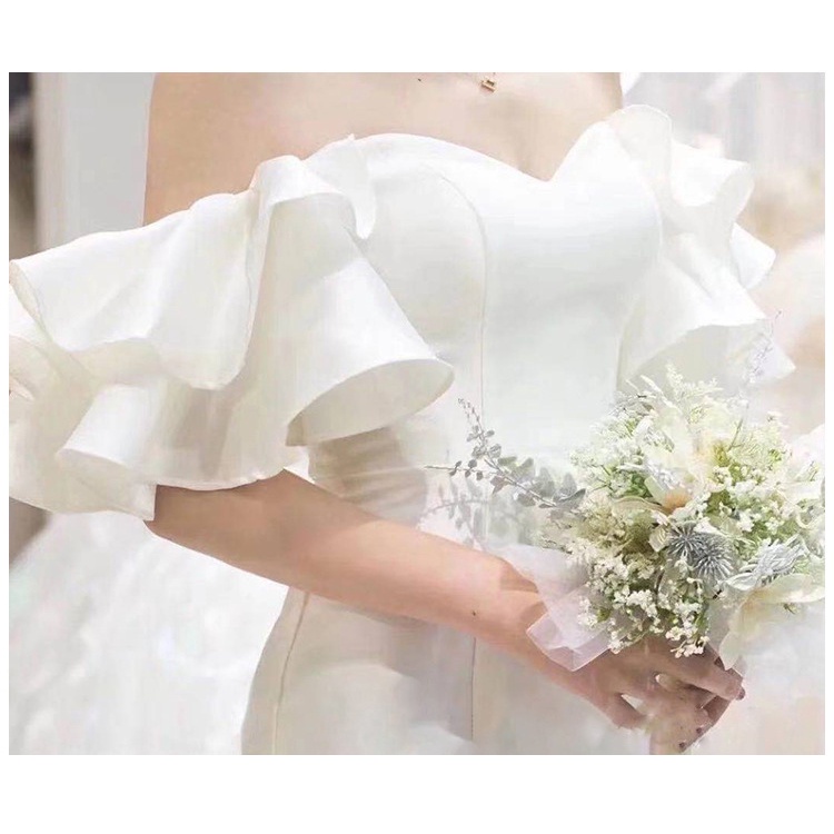 Đầm Cô Dâu Vải Satin Màu Trắng Thời Trang Mới