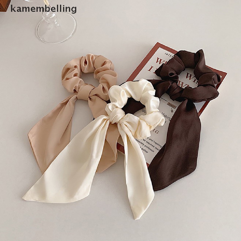 Dây Buộc Tóc Ruy Băng Dài Co Giãn Màu Trơn Thời Trang Thanh Lịch Cho Nữ