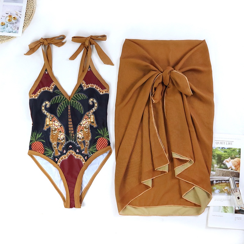 Bộ đồ bơi một mảnh cổ chữ V/ Chân váy DUNEA gợi cảm cho nữ