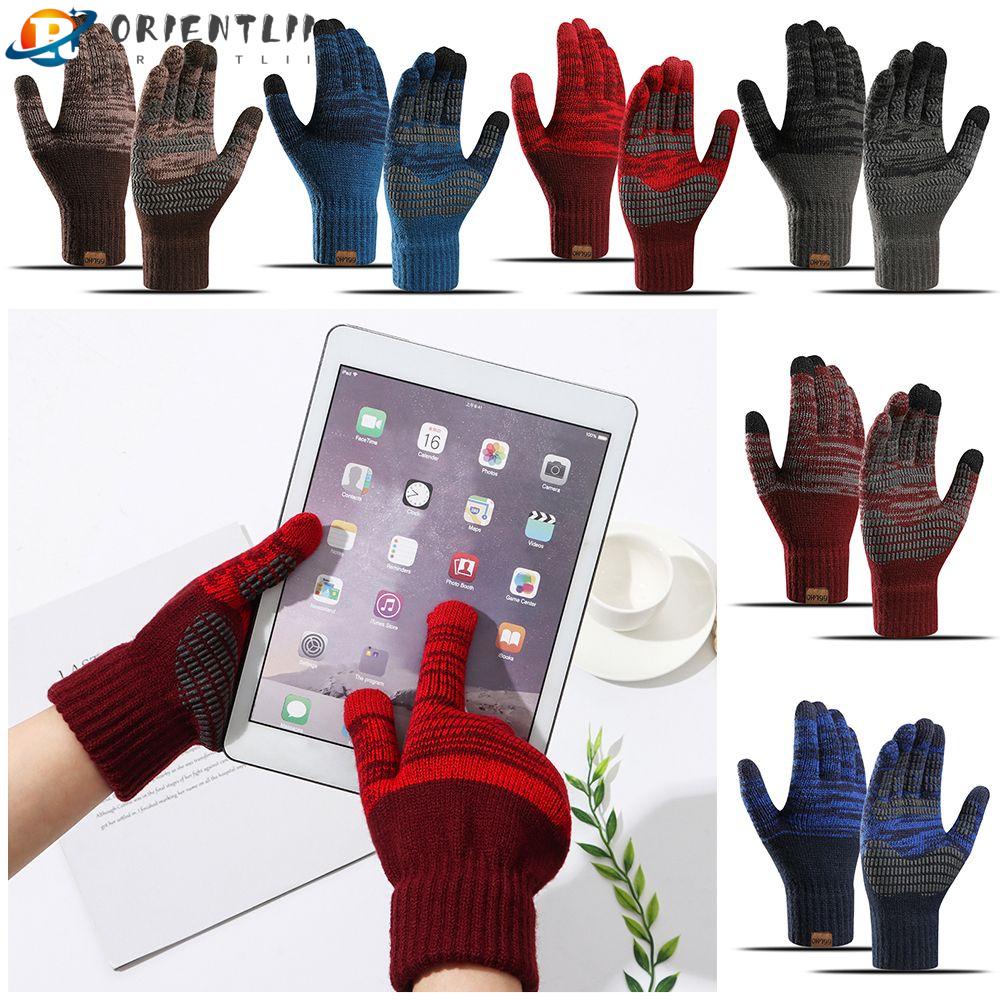 Găng Tay Lái Xe Dệt Kim Lót Nhung Co Giãn Giữ Ấm Cánh Tay Cho Nam