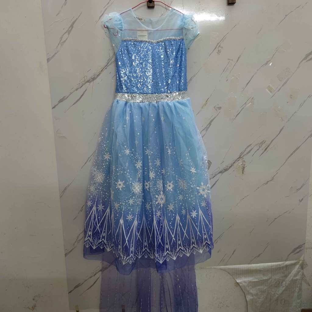 Đầm Công Chúa Elsa 2 Đính Kim Sa Kèm Áo Choàng Xinh Xắn Cho Bé Gái