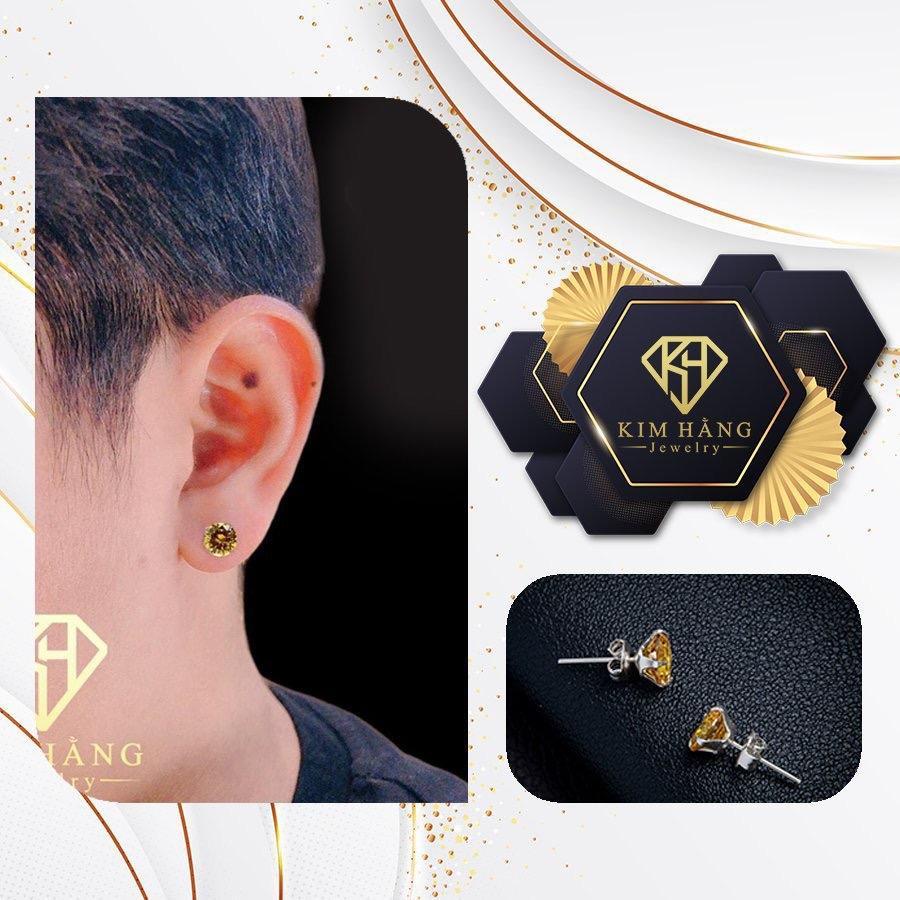 Khuyên Tai Nụ Đá Vàng Nhạt 4 Chấu KHJER075