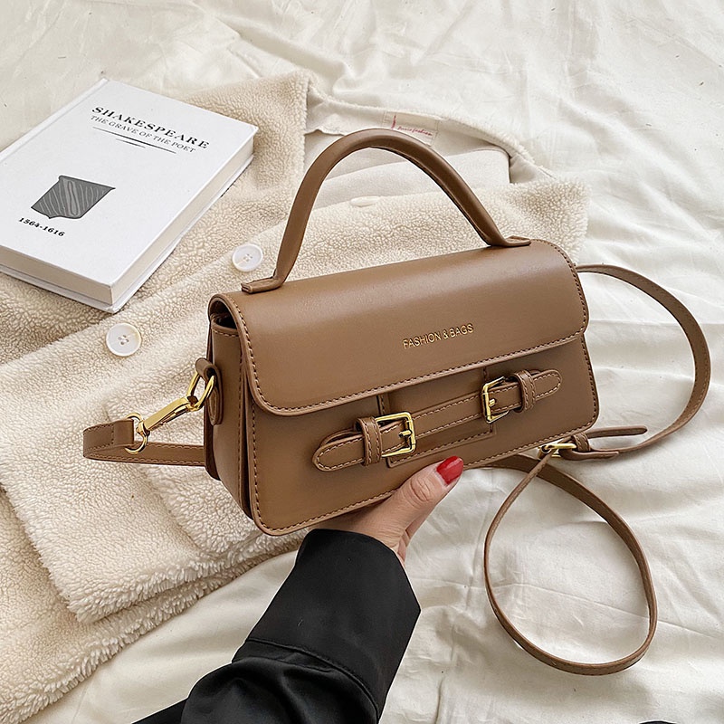 Túi Đeo Chéo Hình Vuông Nhỏ Đơn Giản Có Khóa Kéo Phong Cách harajuku Cổ Điển Cho Nữ