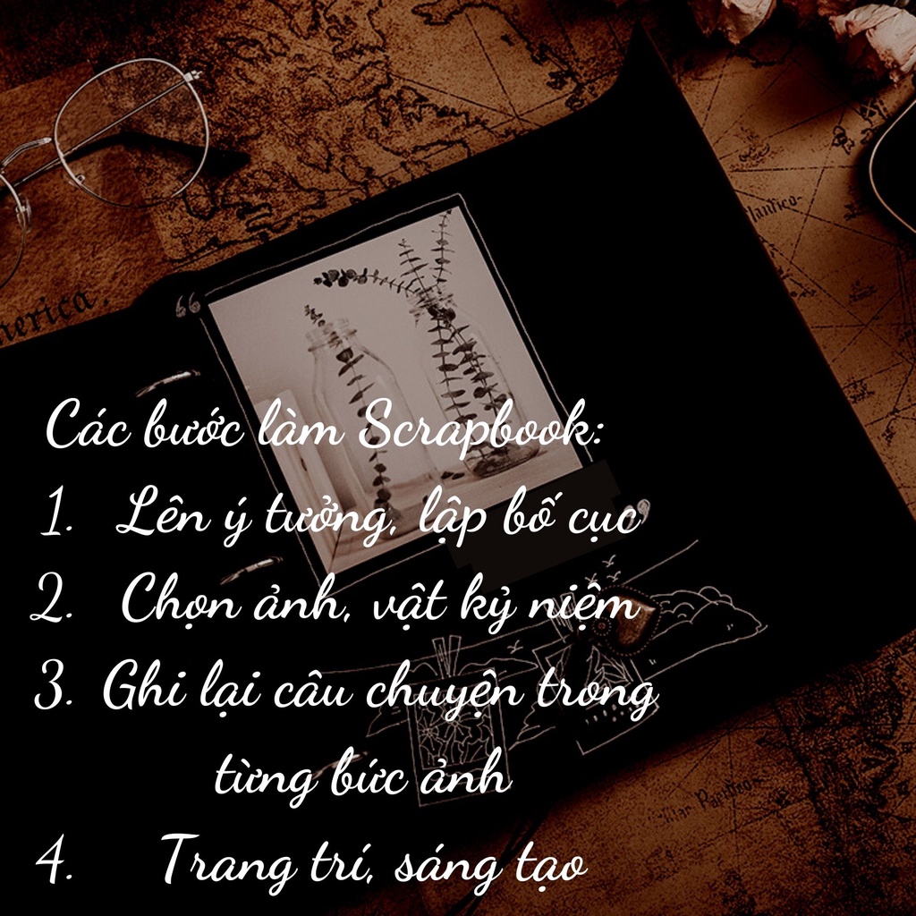 Scrapbook bìa da, album ảnh handmade Phong cách Vintage