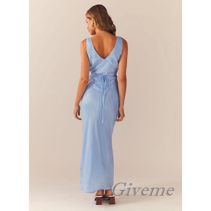 Đầm Dài Không Tay Cổ Chữ V Thời Trang Cho Nữ