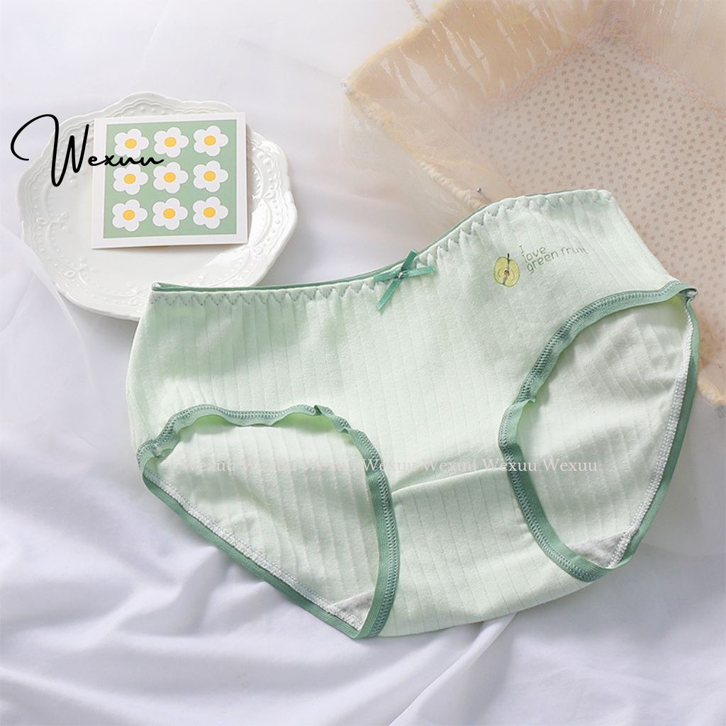 Quần lót nữ Wexuu Design vải cotton co dãn 4 chiều phối viền màu họa tiết dâu dễ thương- QC140