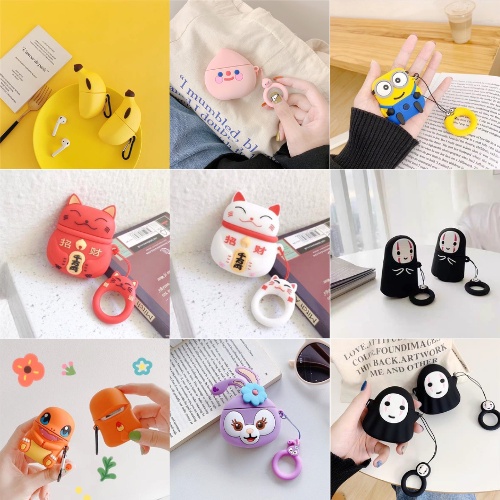 Vỏ bọc bao silicon bảo vệ tai nghe Airpods 1,2, Case đựng airpod 1,2 kèm móc khóa treo tiện lợi nhiều màu