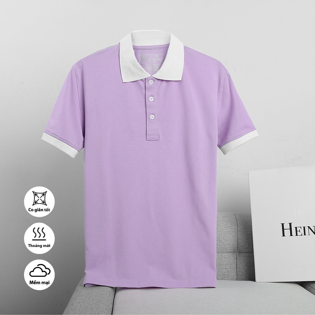 Áo polo nam HEIN cổ bẻ vải cá sấu cotton trơn một màu